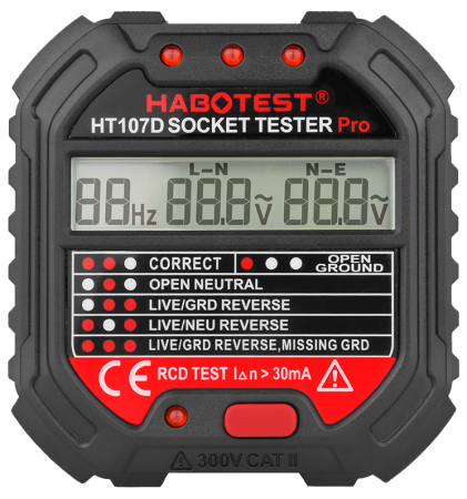 Тестер розеток и УЗО Habotest HT107D купить по низкой цене | МАКСПРОФИТ